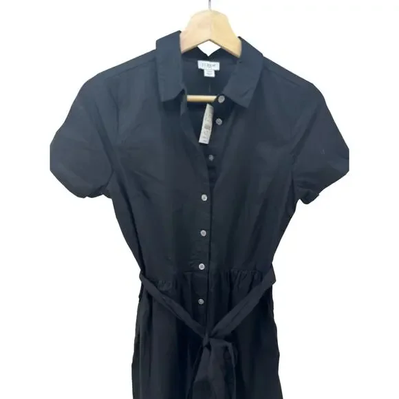 NWT - J. Crew Womens Black Short Sleeve Dress w/ Pockets & Belt Size 00‎ - Picture 4 of 5